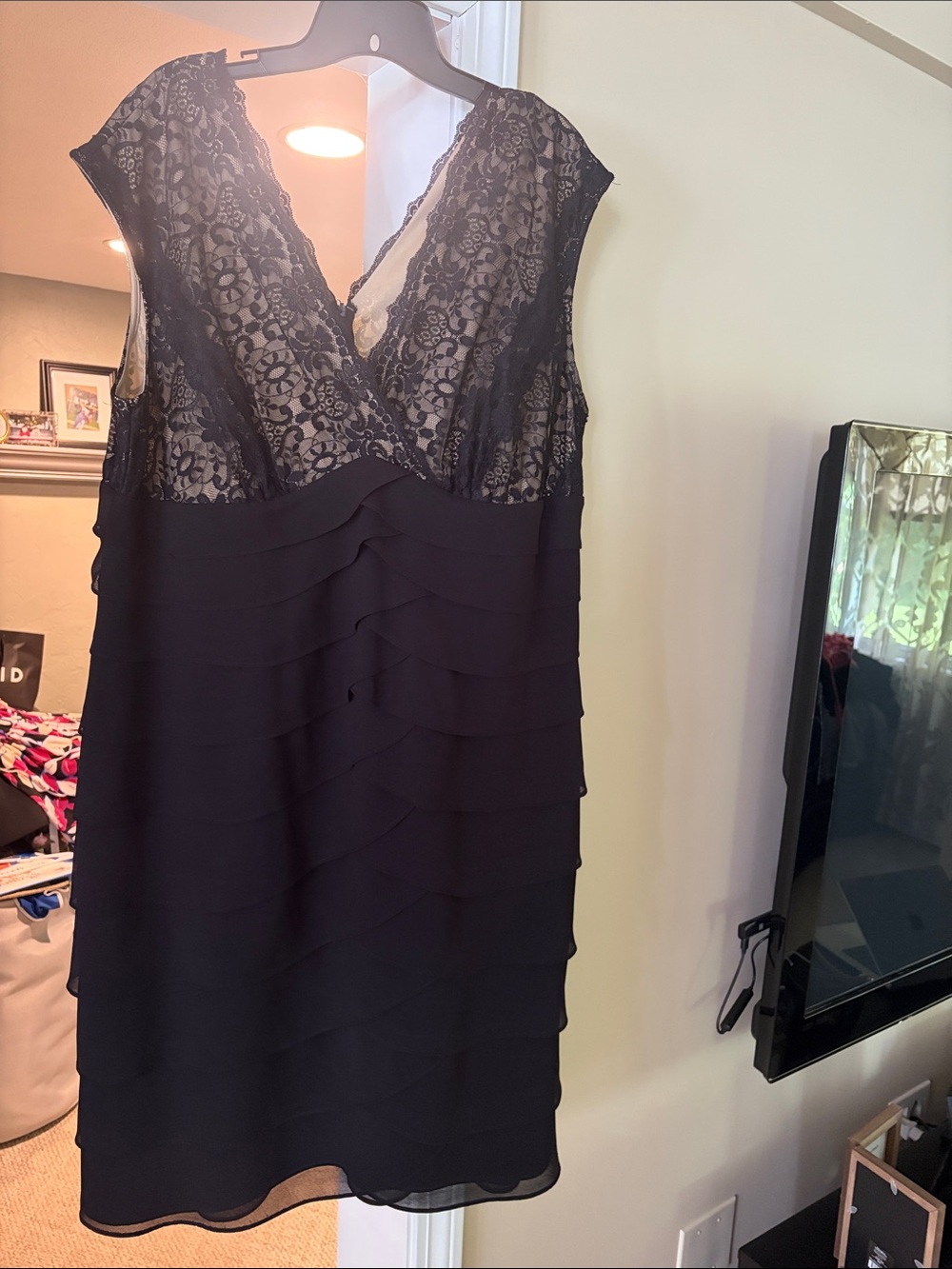 dressbarn Black Lace Tiered Cocktail Dress